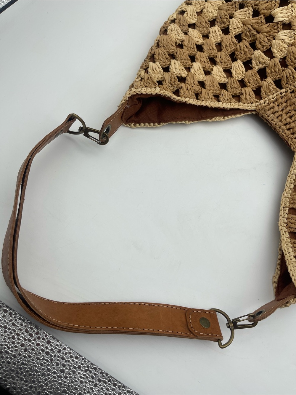Mar Y Sol Palermo Shoulder Bag Straw Leather Strap Classic Beach Vacation - Picture 6 of 9